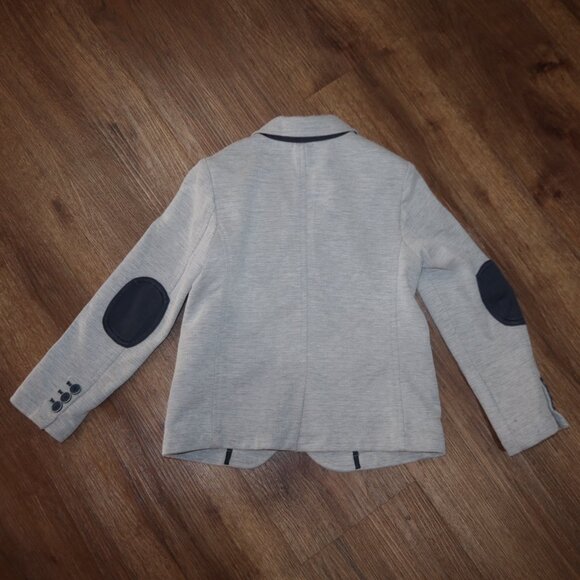 Boys Armani Junior Gray Navy Blue Elbow Patch Woven Knit Blazer Jacket size 6A - Picture 4 of 8